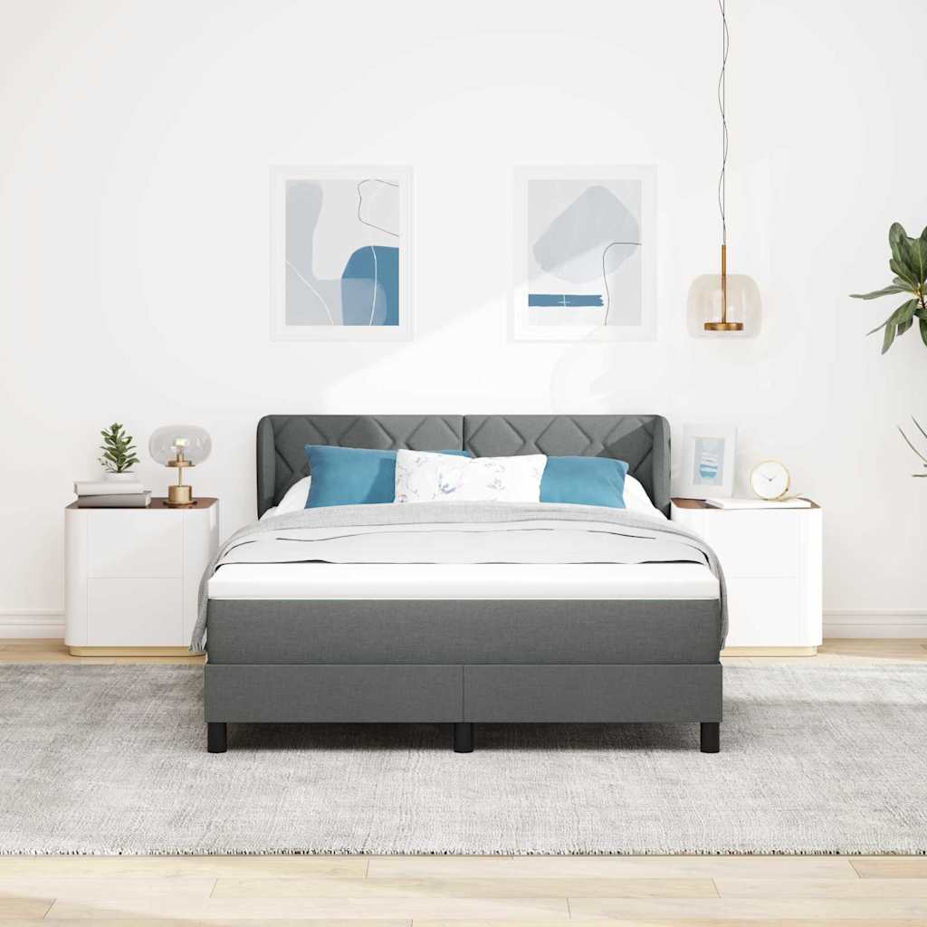Box spring seng med hovedgærde Mørkegrå 140 x 200 cm Stof