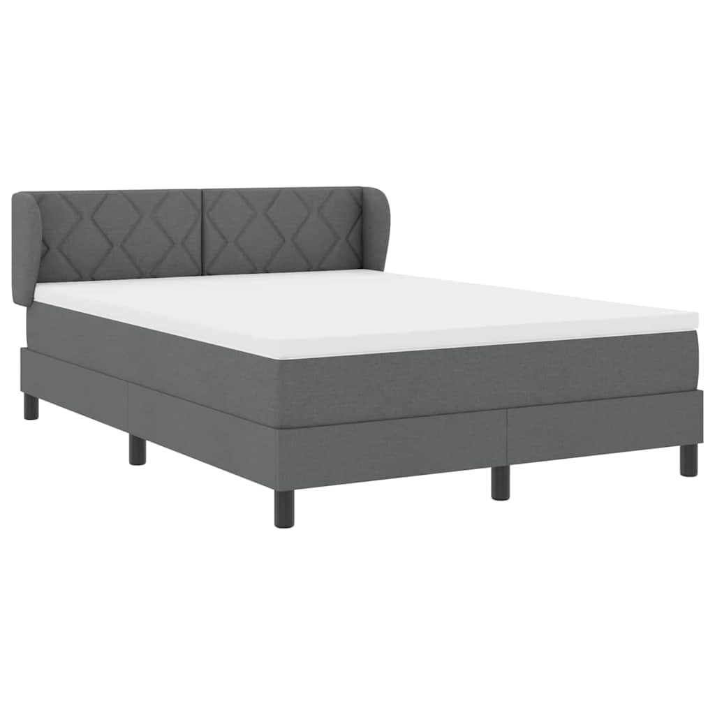 Box spring seng med hovedgærde Mørkegrå 140 x 200 cm Stof