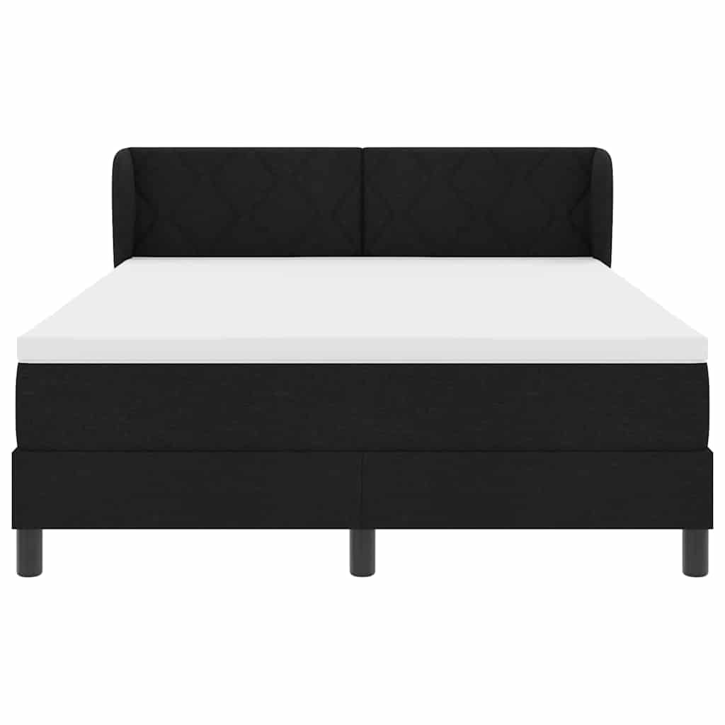 Box spring seng med hovedgærde Sort 160 x 200 cm Stof