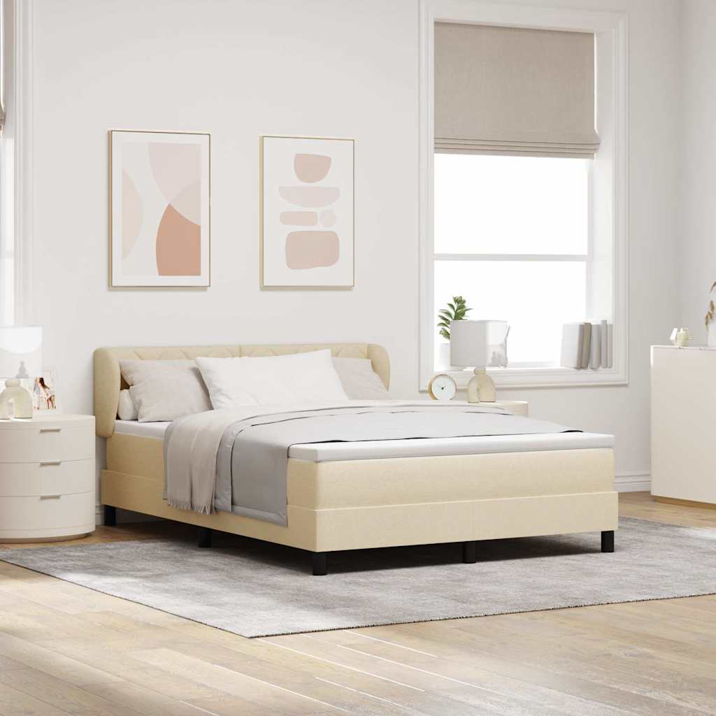 Box spring seng med hovedgærde Creme 160 x 200 cm Stof