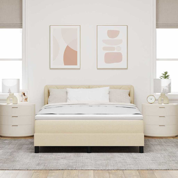Box spring seng med hovedgærde Creme 160 x 200 cm Stof