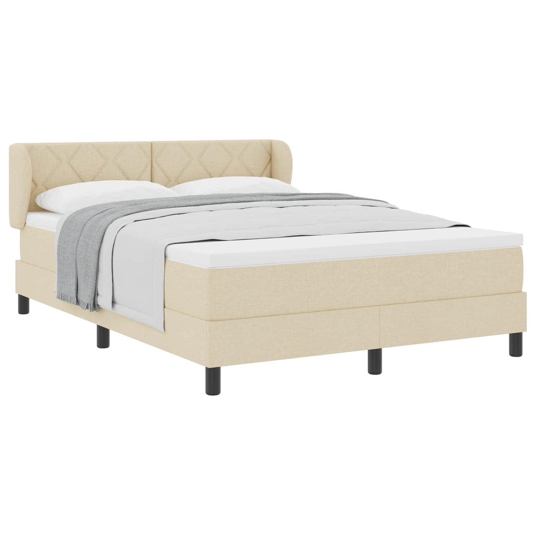 Box spring seng med hovedgærde Creme 160 x 200 cm Stof