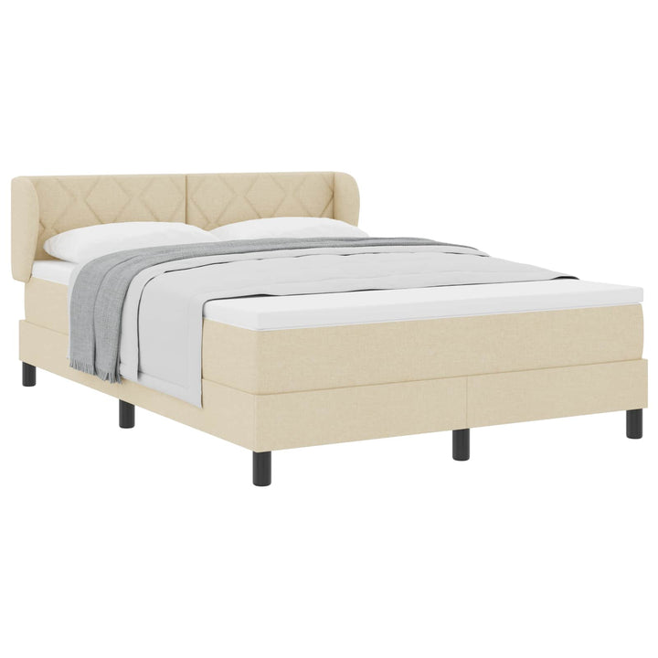 Box spring seng med hovedgærde Creme 160 x 200 cm Stof