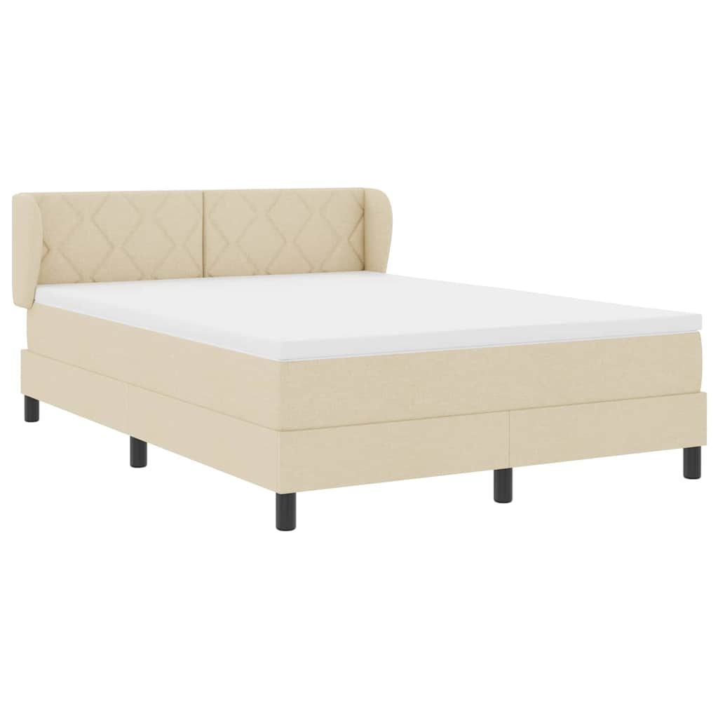 Box spring seng med hovedgærde Creme 160 x 200 cm Stof