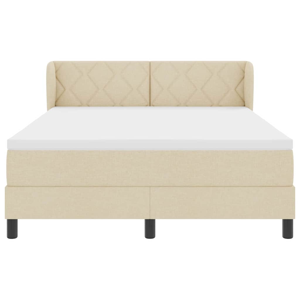Box spring seng med hovedgærde Creme 160 x 200 cm Stof