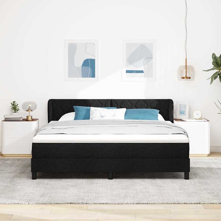 Box spring seng med hovedgærde Sort 180 x 200 cm Stof