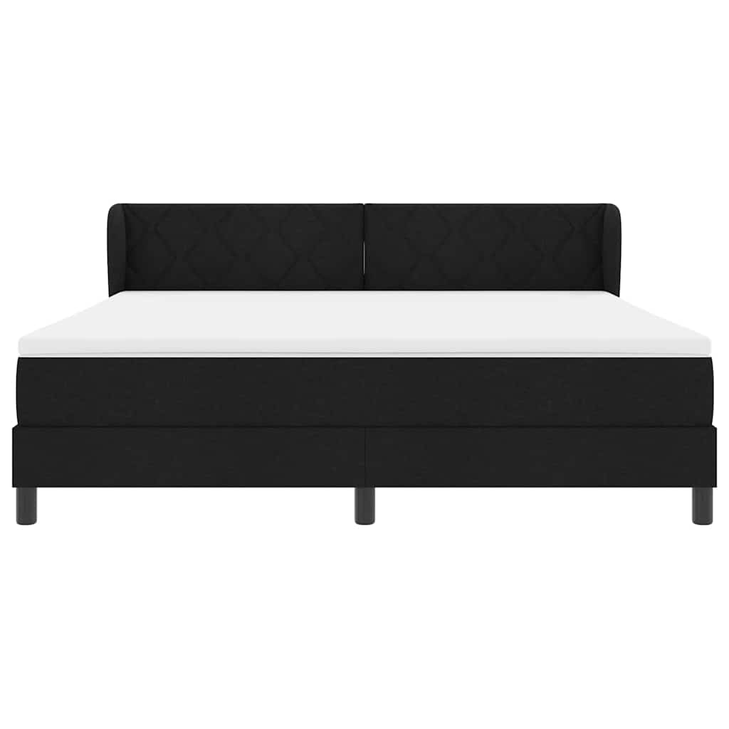 Box spring seng med hovedgærde Sort 180 x 200 cm Stof