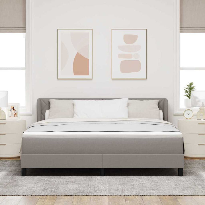 Box spring seng med hovedgærde Gråbrun 180 x 200 cm Stof