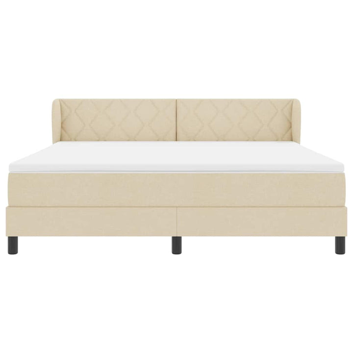 Box spring seng med hovedgærde Creme 180 x 200 cm Stof