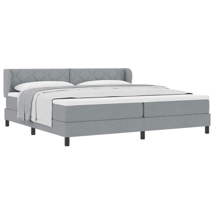 Box spring seng med madras Lysegrå 200 x 200 cm Stof