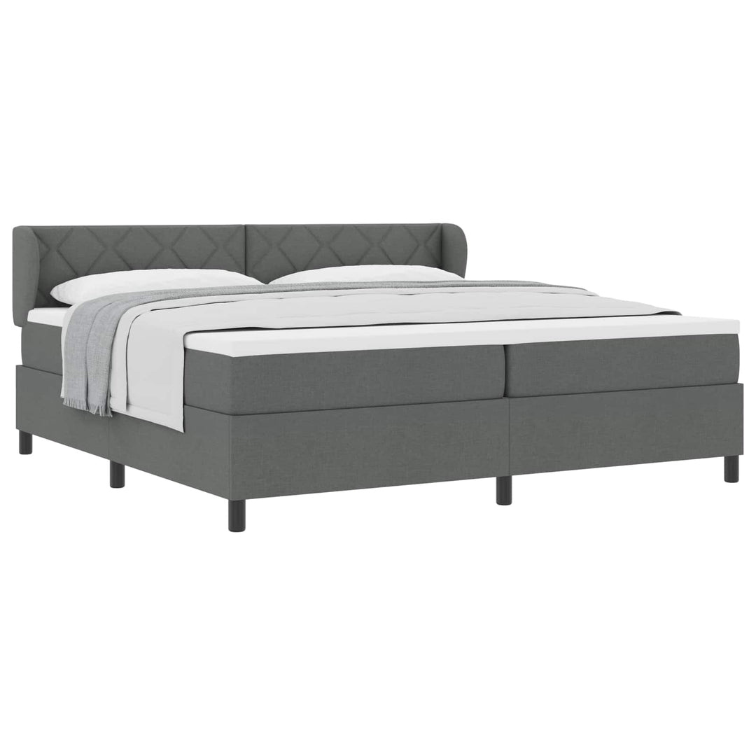 Box spring seng med hovedgærde Mørkegrå 200 x 200 cm Stof
