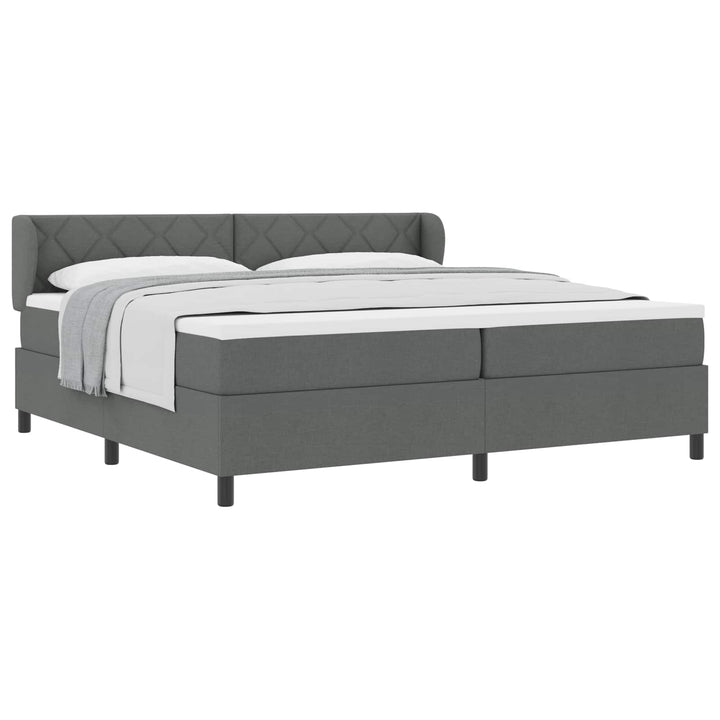 Box spring seng med hovedgærde Mørkegrå 200 x 200 cm Stof