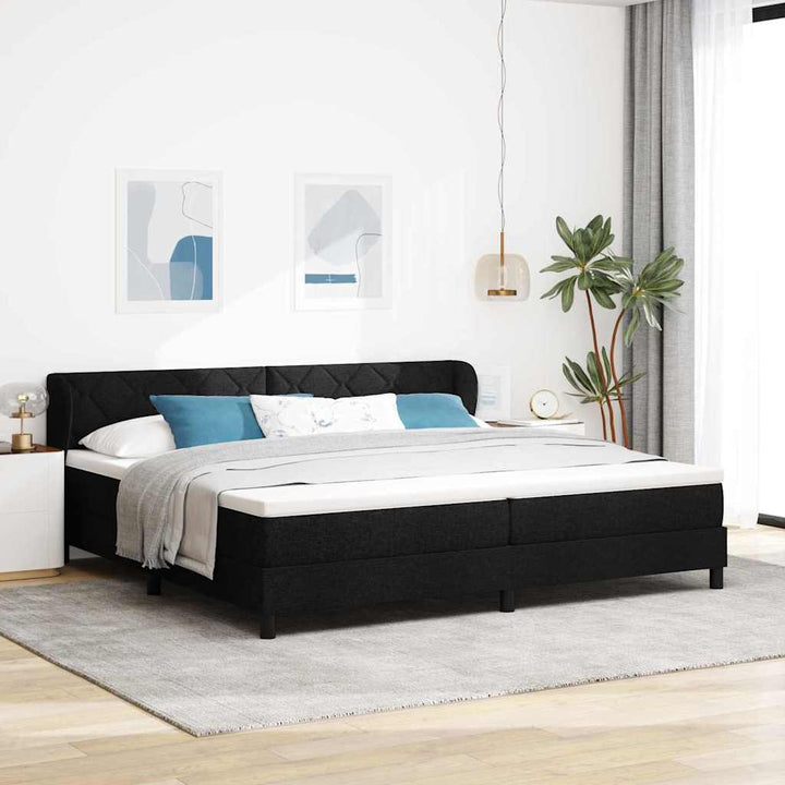 Box spring seng med madras Sort 200 x 200 cm Stof
