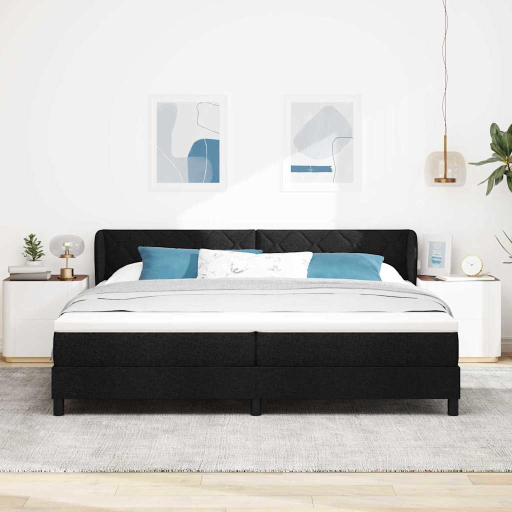 Box spring seng med madras Sort 200 x 200 cm Stof