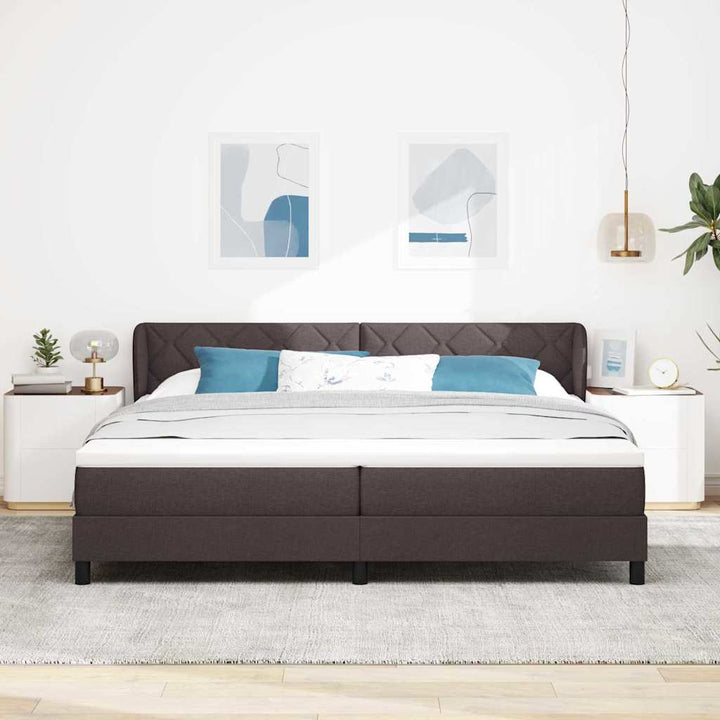 Box spring seng med madras Mørk Brun 200 x 200 cm Stof