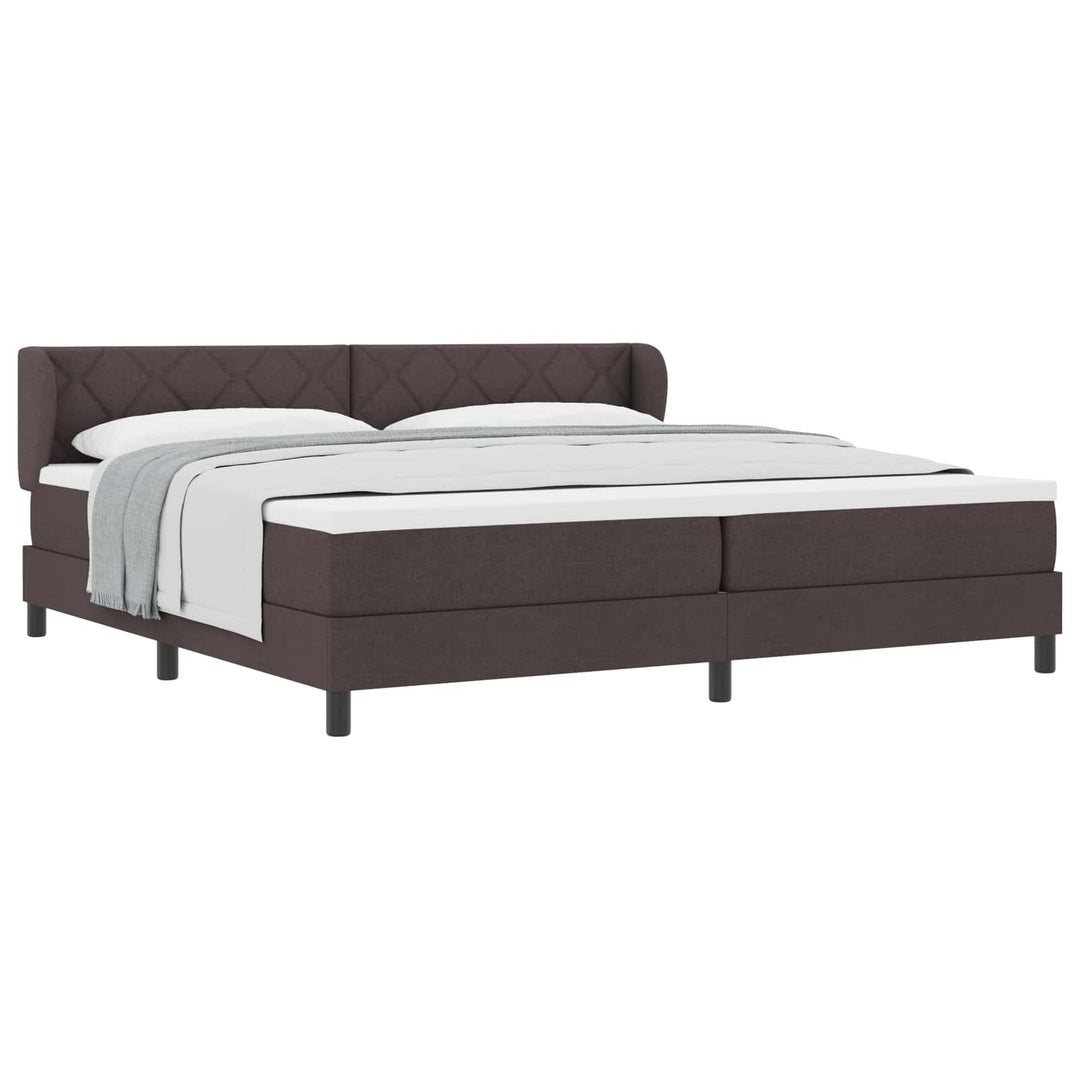 Box spring seng med madras Mørk Brun 200 x 200 cm Stof