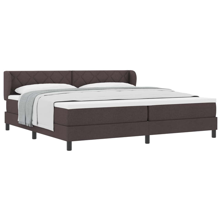 Box spring seng med madras Mørk Brun 200 x 200 cm Stof