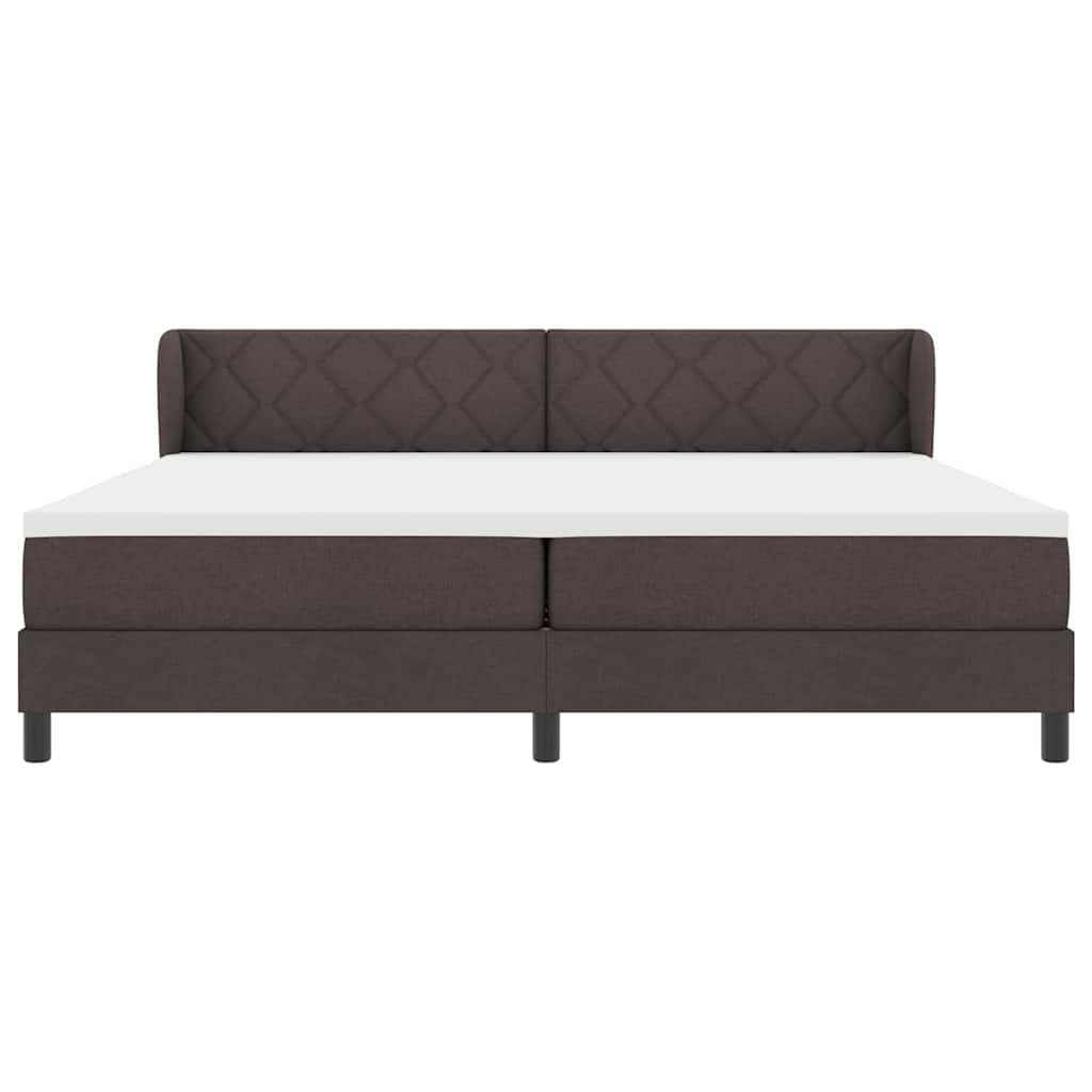 Box spring seng med madras Mørk Brun 200 x 200 cm Stof