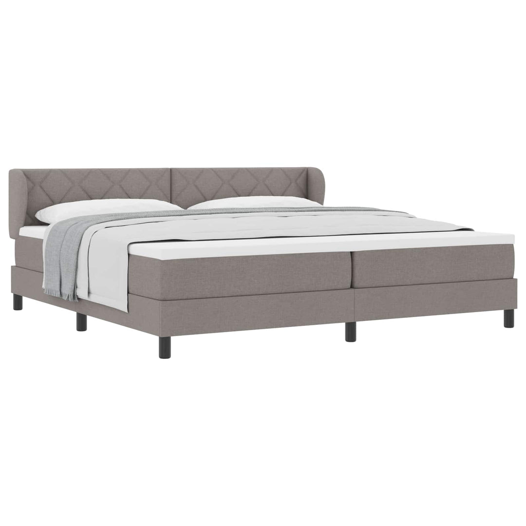 Box spring seng med hovedgærde Gråbrun 200 x 200 cm Stof
