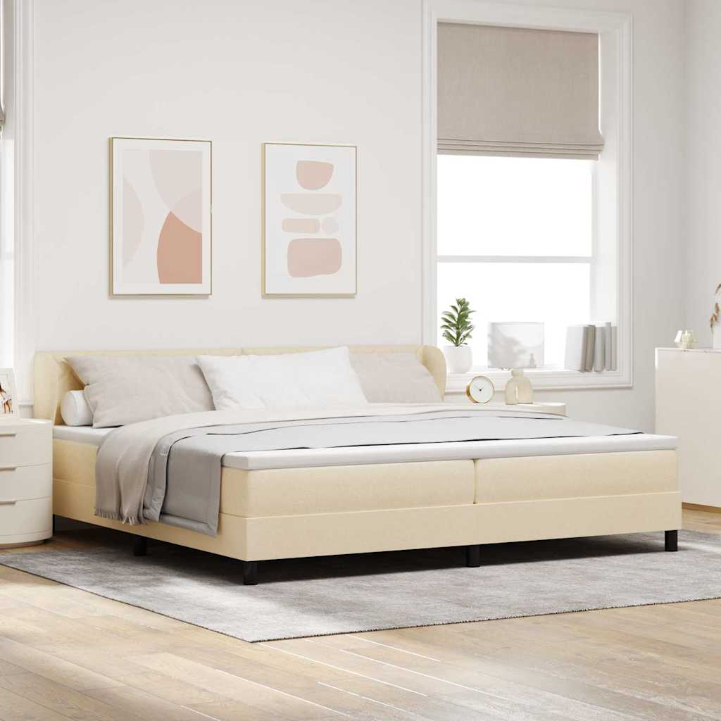 Box spring seng med madras Creme 200 x 200 cm Stof