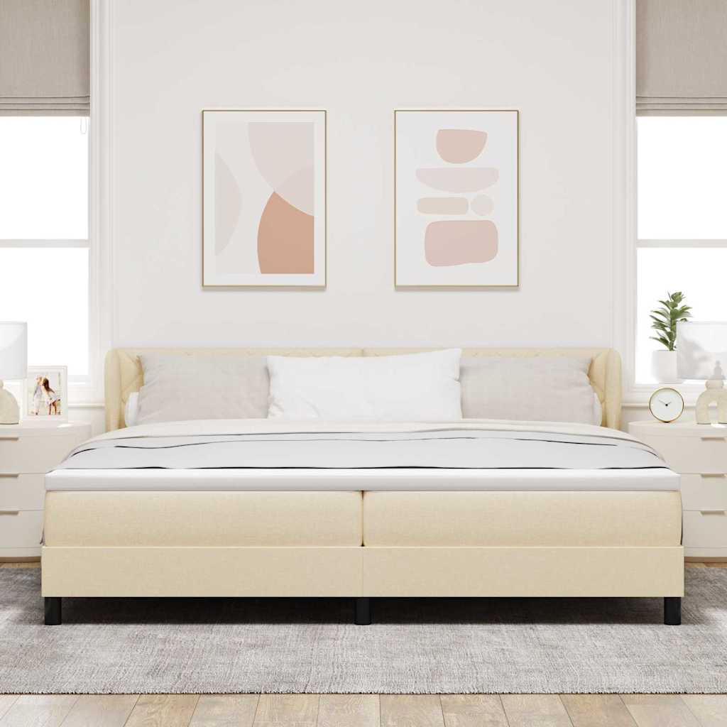 Box spring seng med madras Creme 200 x 200 cm Stof