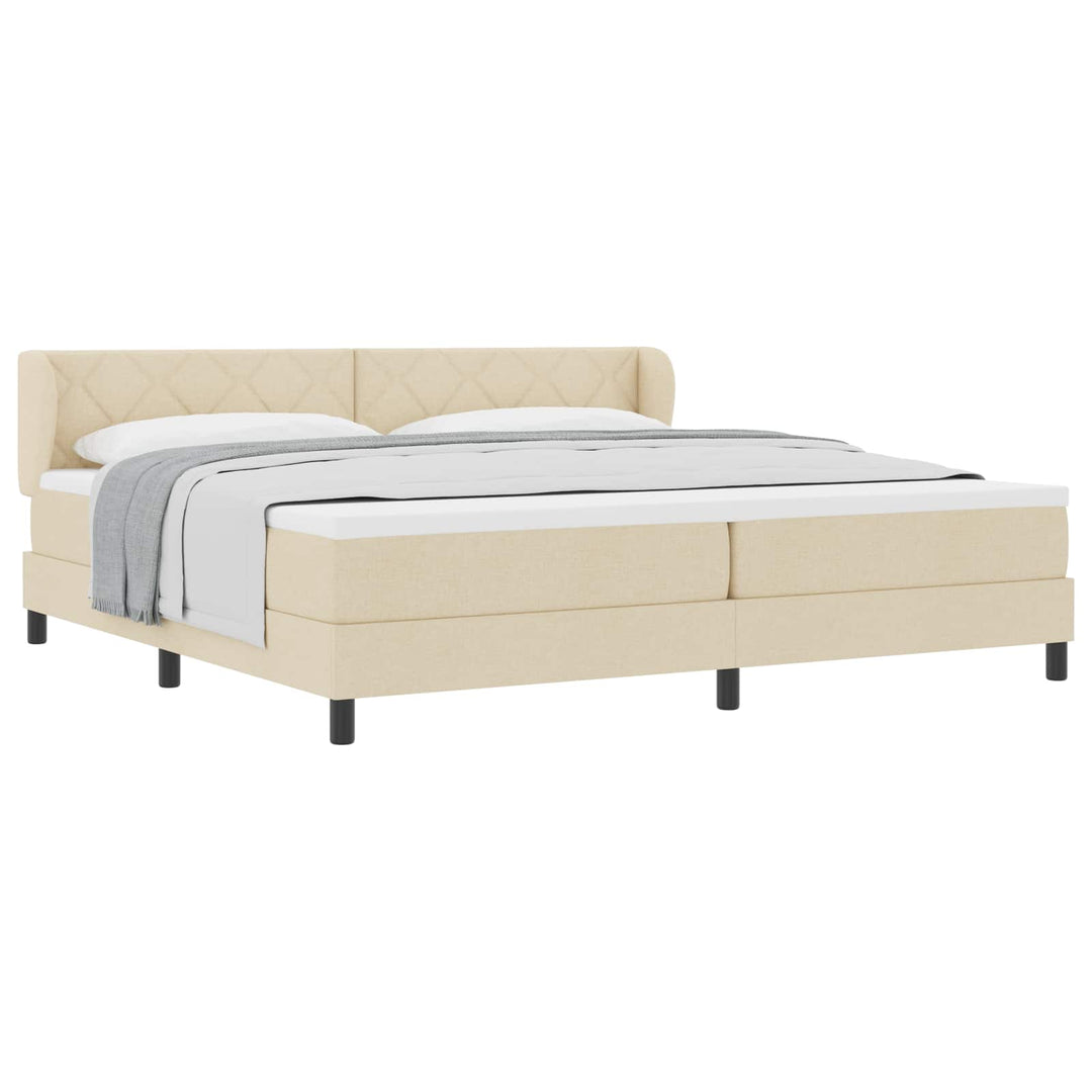 Box spring seng med madras Creme 200 x 200 cm Stof