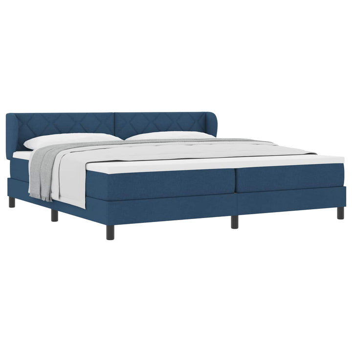 Box spring seng med madras med hovedgærde Blå 200 x 200 cm Stof
