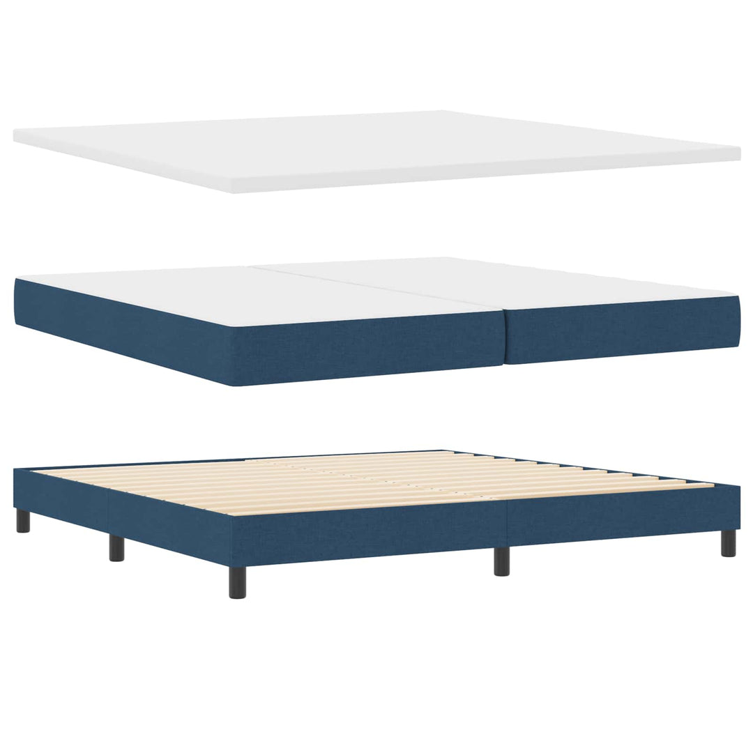 Box spring seng med madras med hovedgærde Blå 200 x 200 cm Stof