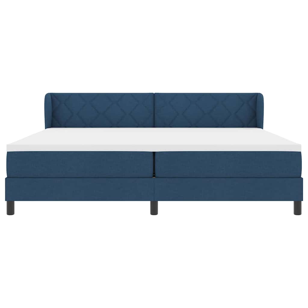 Box spring seng med madras med hovedgærde Blå 200 x 200 cm Stof