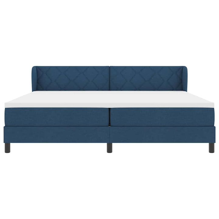 Box spring seng med madras med hovedgærde Blå 200 x 200 cm Stof
