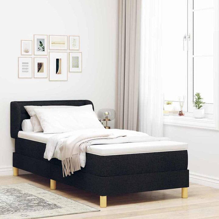 Box spring seng med madras med hovedgærde Sort 90 x 200 cm Stof