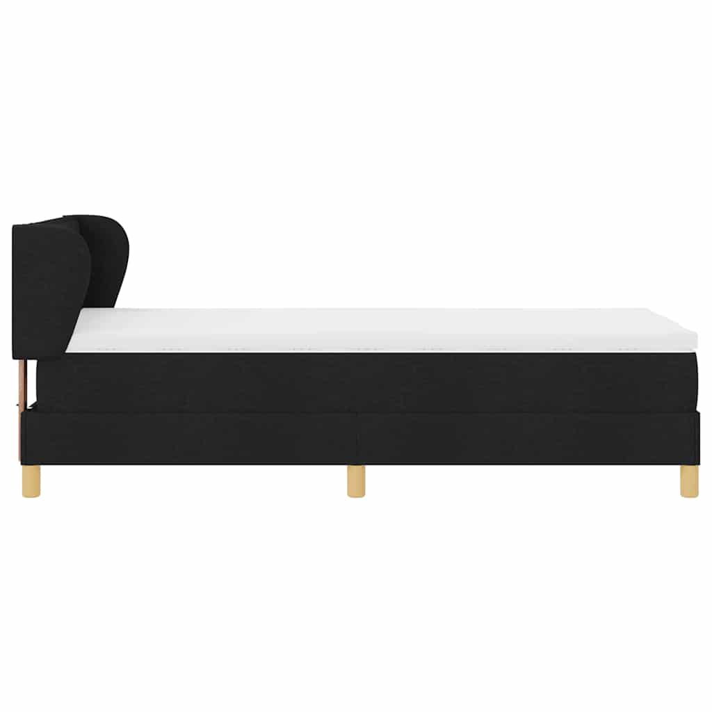 Box spring seng med madras med hovedgærde Sort 90 x 200 cm Stof