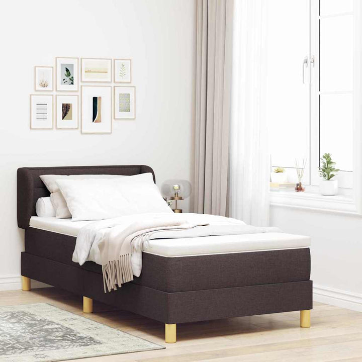 Box spring seng med madras Mørk Brun 90 x 200 cm Stof