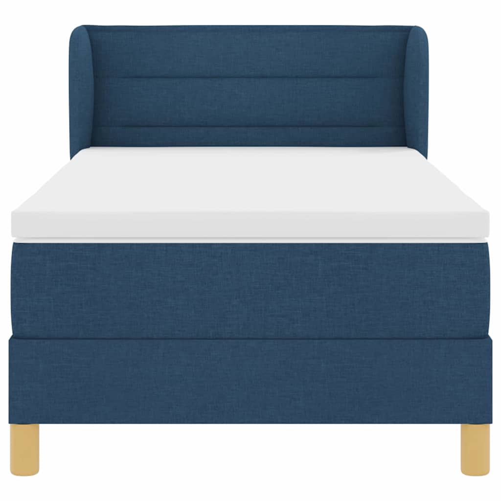 Box spring seng med madras med hovedgærde Blå 100 x 200 cm Stof