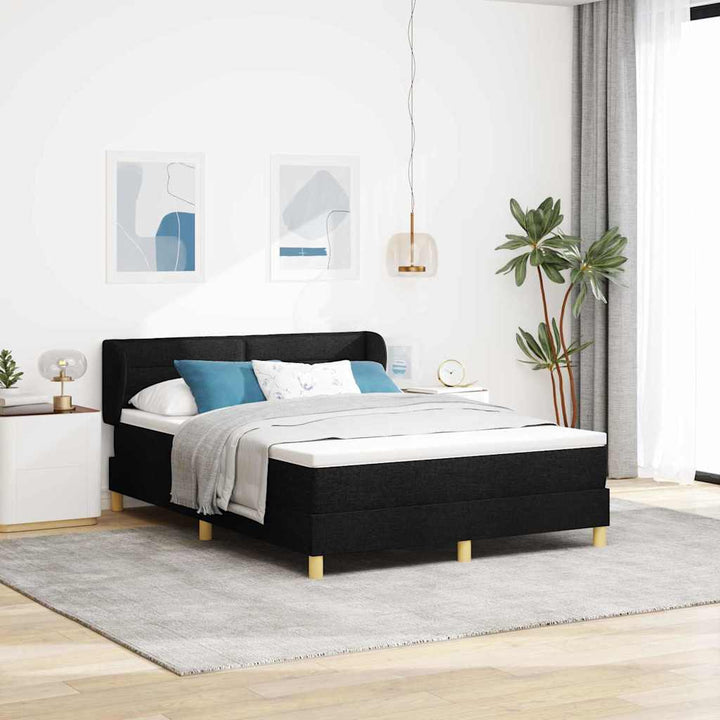 Box spring seng med madras Sort 140 x 190 cm Stof