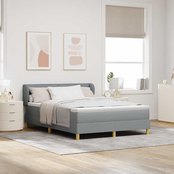 Box spring seng med madras Lysegrå 160 x 200 cm Stof