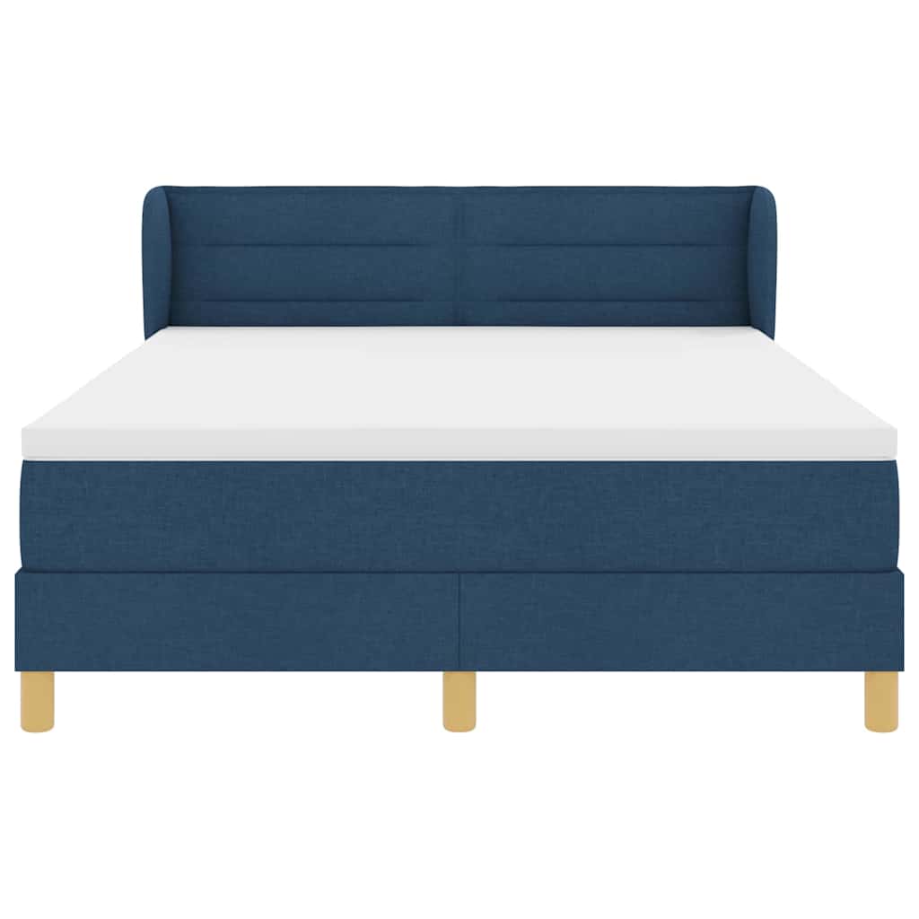 Box spring seng med madras med hovedgærde Blå 160 x 200 cm Stof