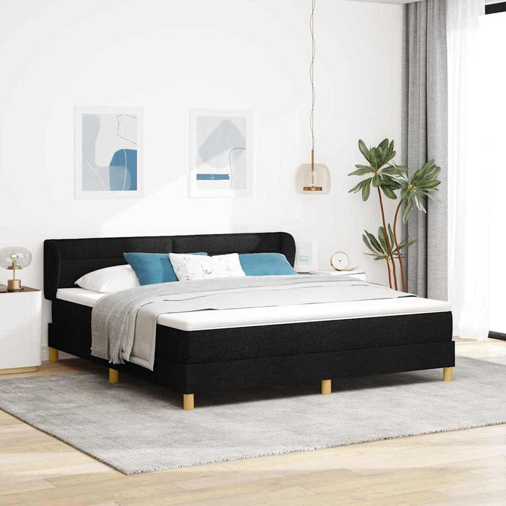Box spring seng med madras Sort 180 x 200 cm Stof