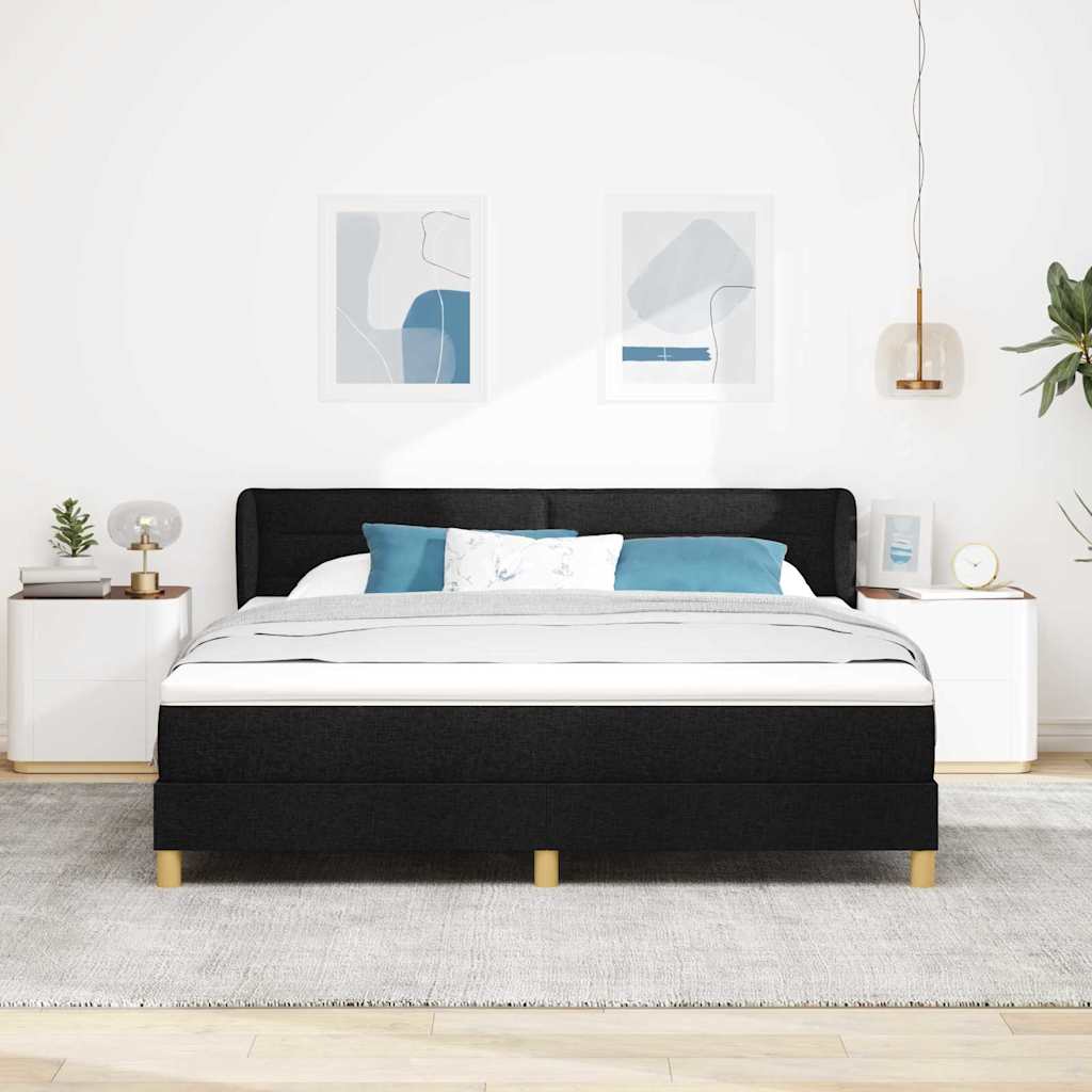 Box spring seng med madras Sort 180 x 200 cm Stof