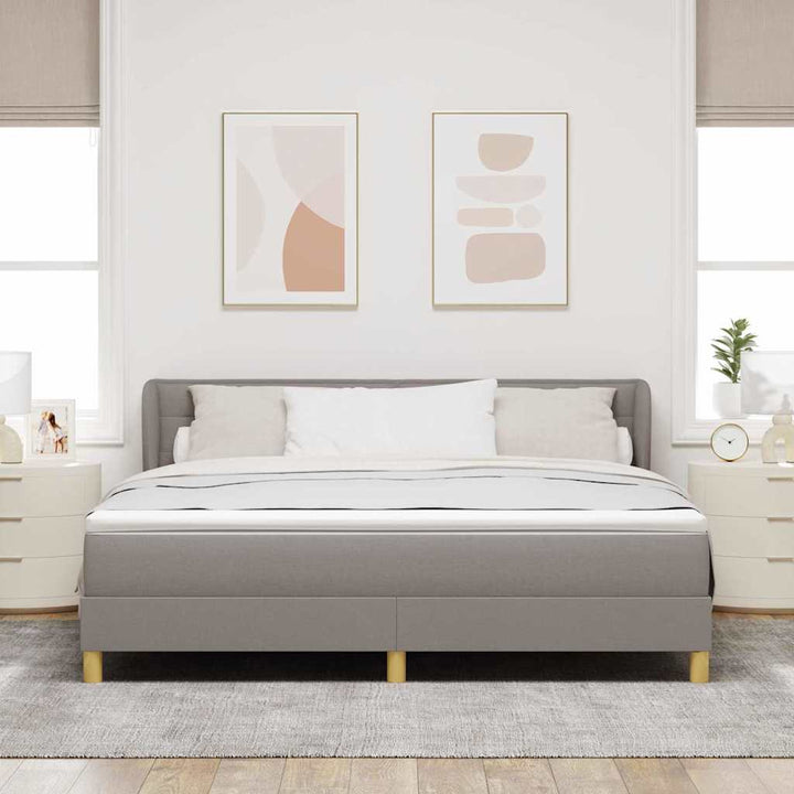 Box spring seng med hovedgærde Gråbrun 180 x 200 cm Stof