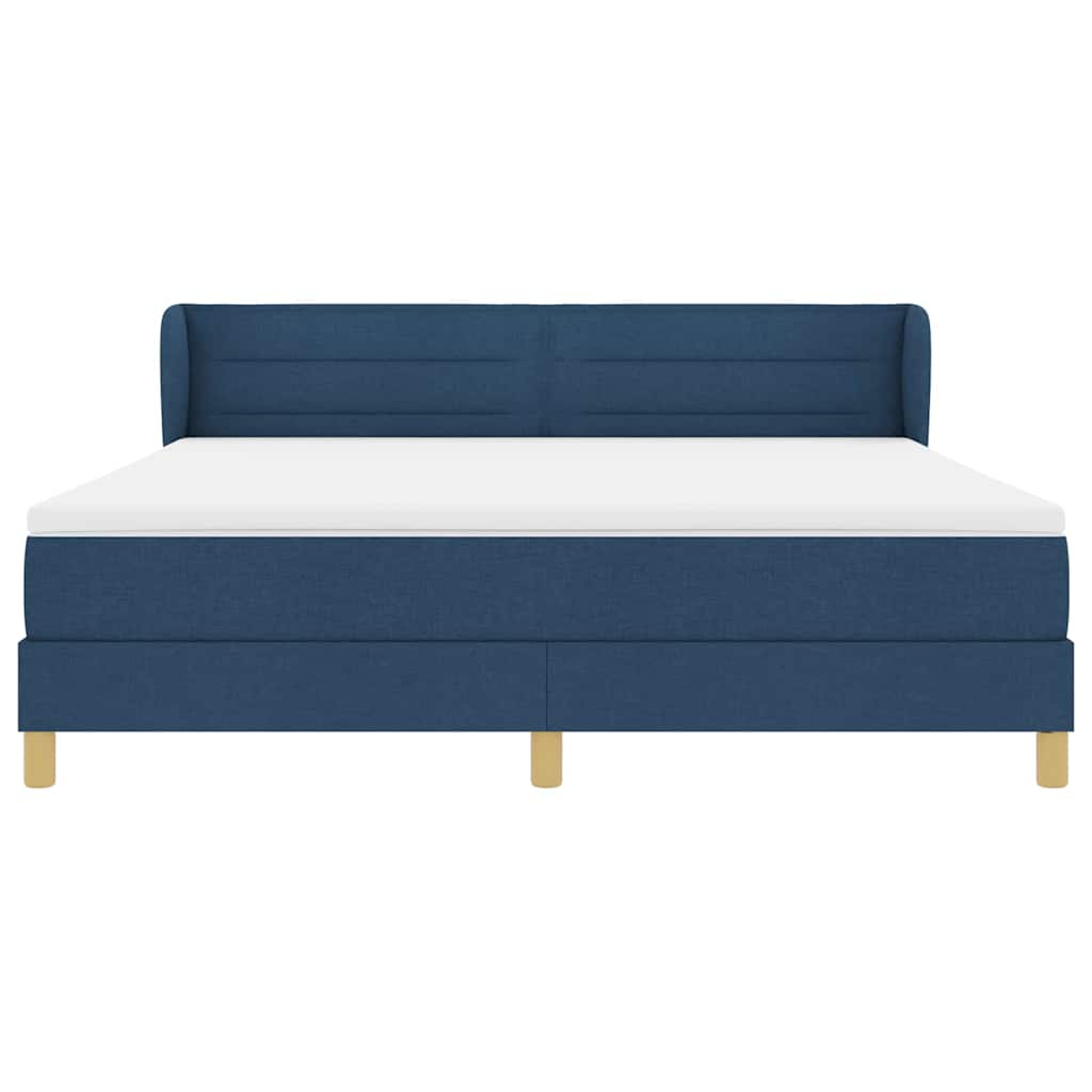 Box spring seng med madras med hovedgærde Blå 180 x 200 cm Stof