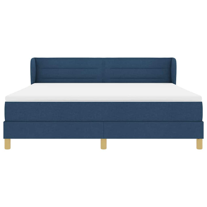 Box spring seng med madras med hovedgærde Blå 180 x 200 cm Stof
