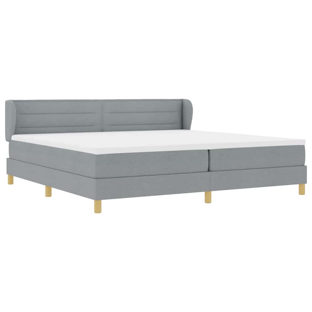 Box spring seng med madras Lysegrå 200 x 200 cm Stof