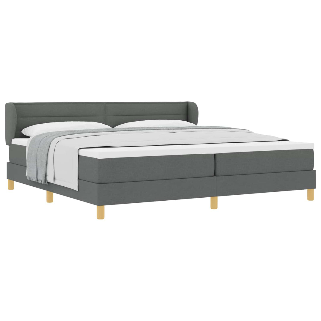 Box spring seng med madras Mørkegrå 200 x 200 cm Stof