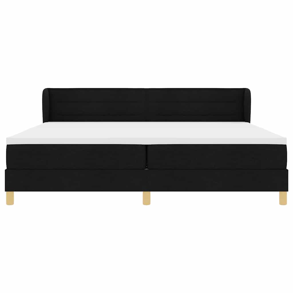 Box spring seng med madras Sort 200 x 200 cm Stof
