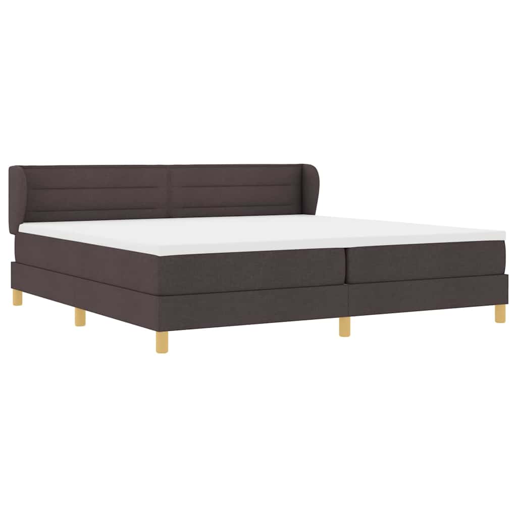 Box spring seng med madras Mørk Brun 200 x 200 cm Stof