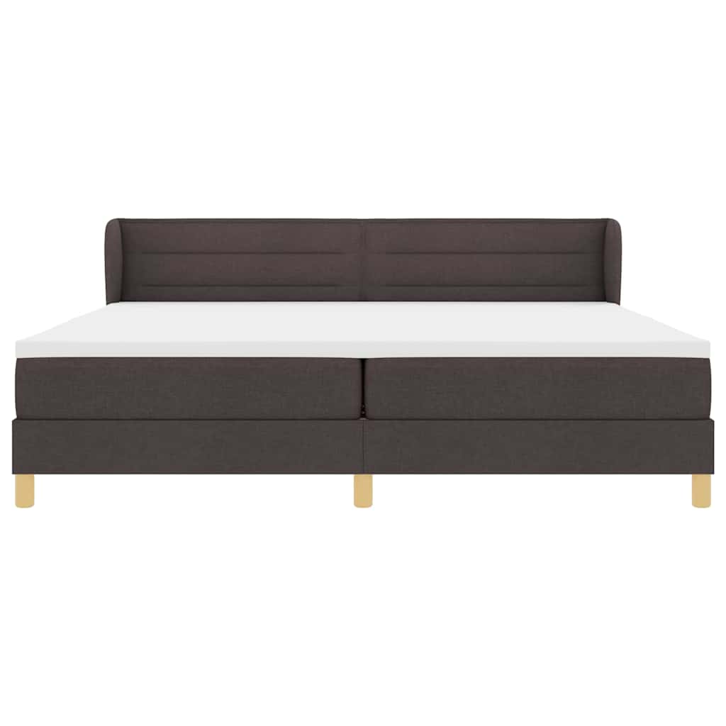 Box spring seng med madras Mørk Brun 200 x 200 cm Stof
