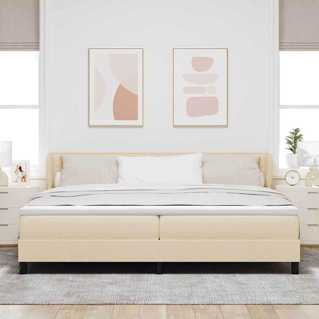 Box spring seng med madras Creme 200 x 200 cm Stof