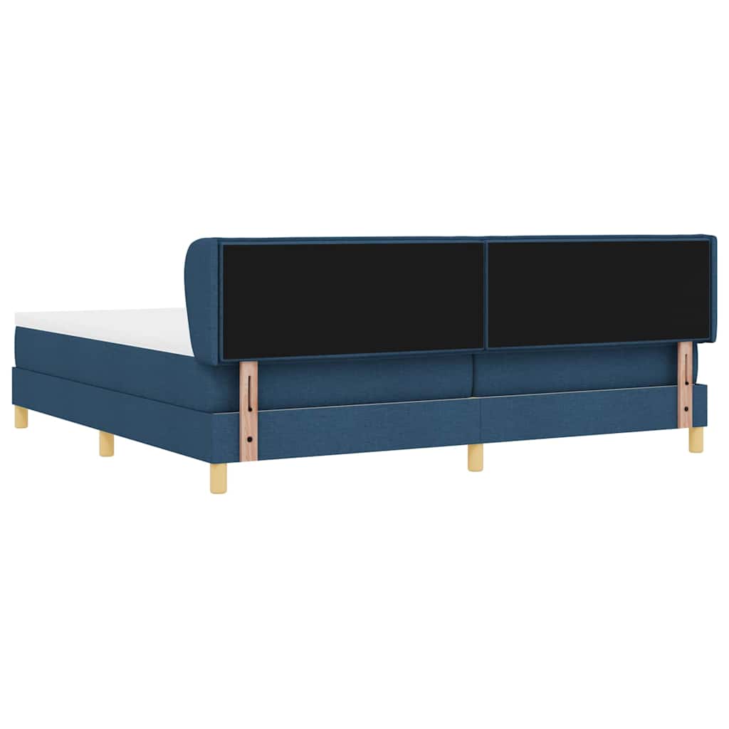 Box spring seng med madras med hovedgærde Blå 200 x 200 cm Stof
