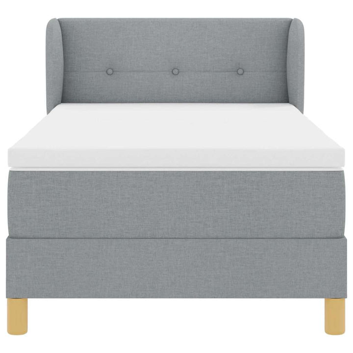 Box spring seng med hovedgærde Lysegrå 80 x 200 cm Stof